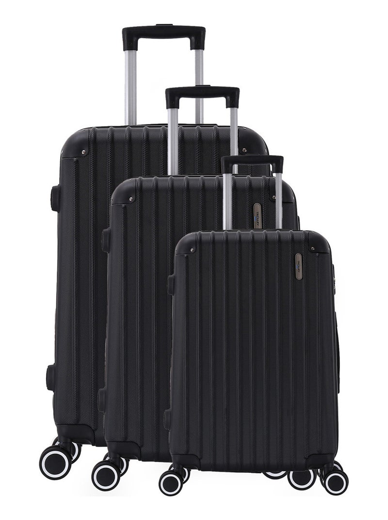 Set de 3 valises 4 roues ABS - Corner - Trolley ADC Noir - Kiabi