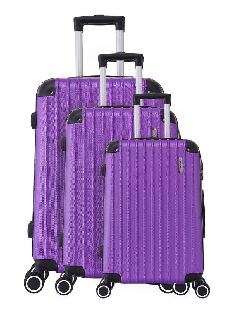 Set de 3 valises 4 roues ABS - Corner - Trolley ADC Violet - Kiabi
