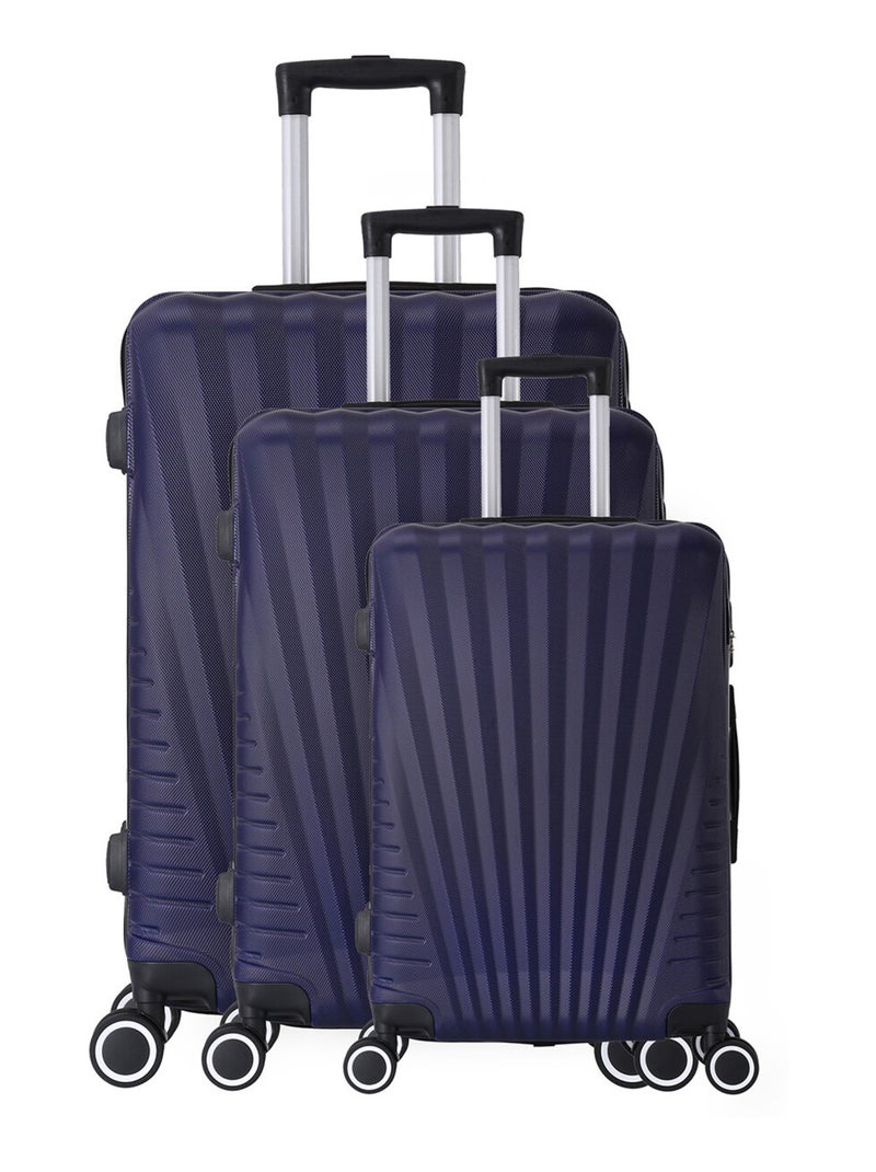 Set de 3 valises 4 roues ABS - Elegance - Trolley ADC Bleu marine - Kiabi