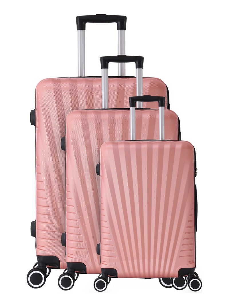 Set de 3 valises 4 roues ABS - Elegance - Trolley ADC Rose - Kiabi
