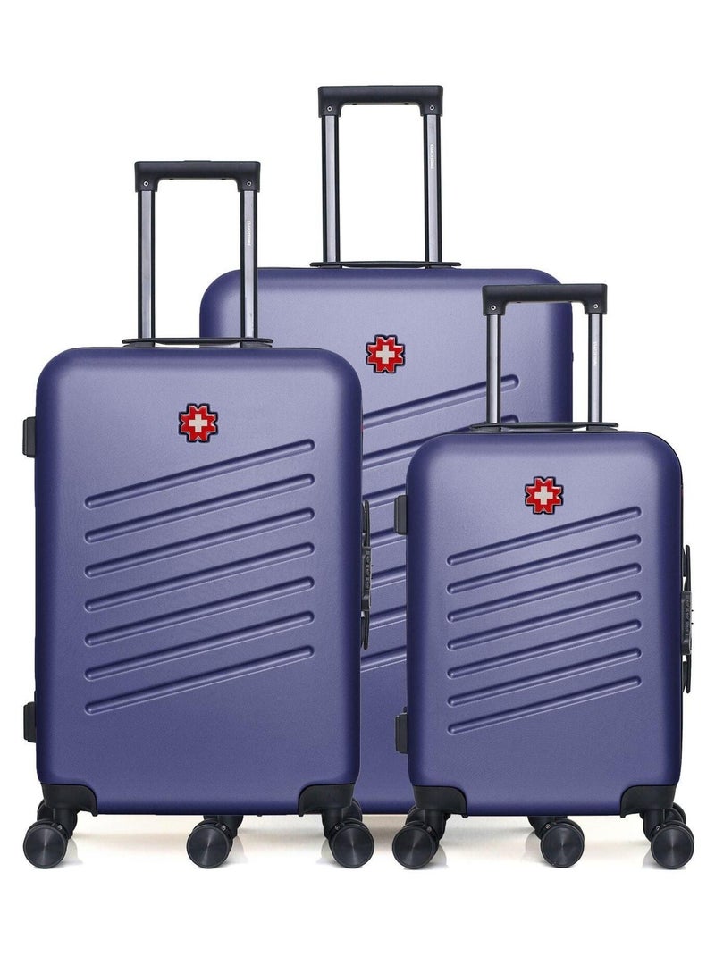 Set de 3 Valises Rigides Grand Format, Taille Moyenne et Valise Cabine ZURICH Bleu marine - Kiabi