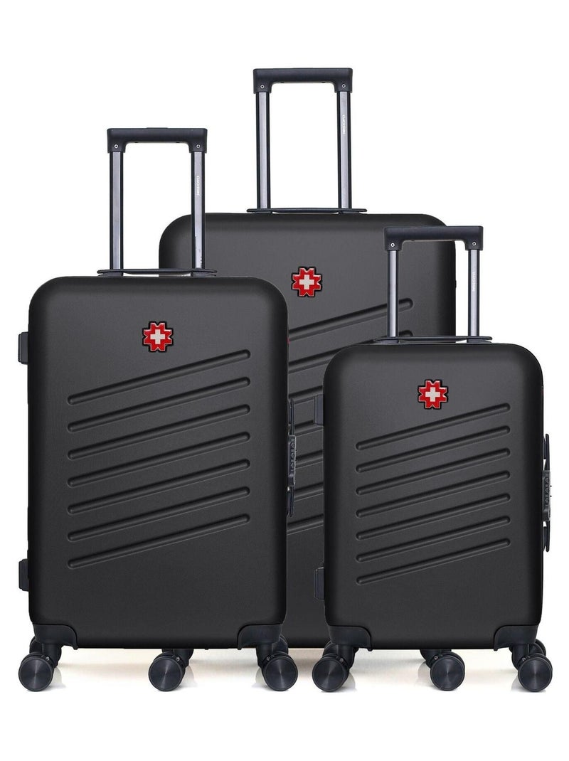 Set de 3 Valises Rigides Grand Format, Taille Moyenne et Valise Cabine ZURICH Noir - Kiabi