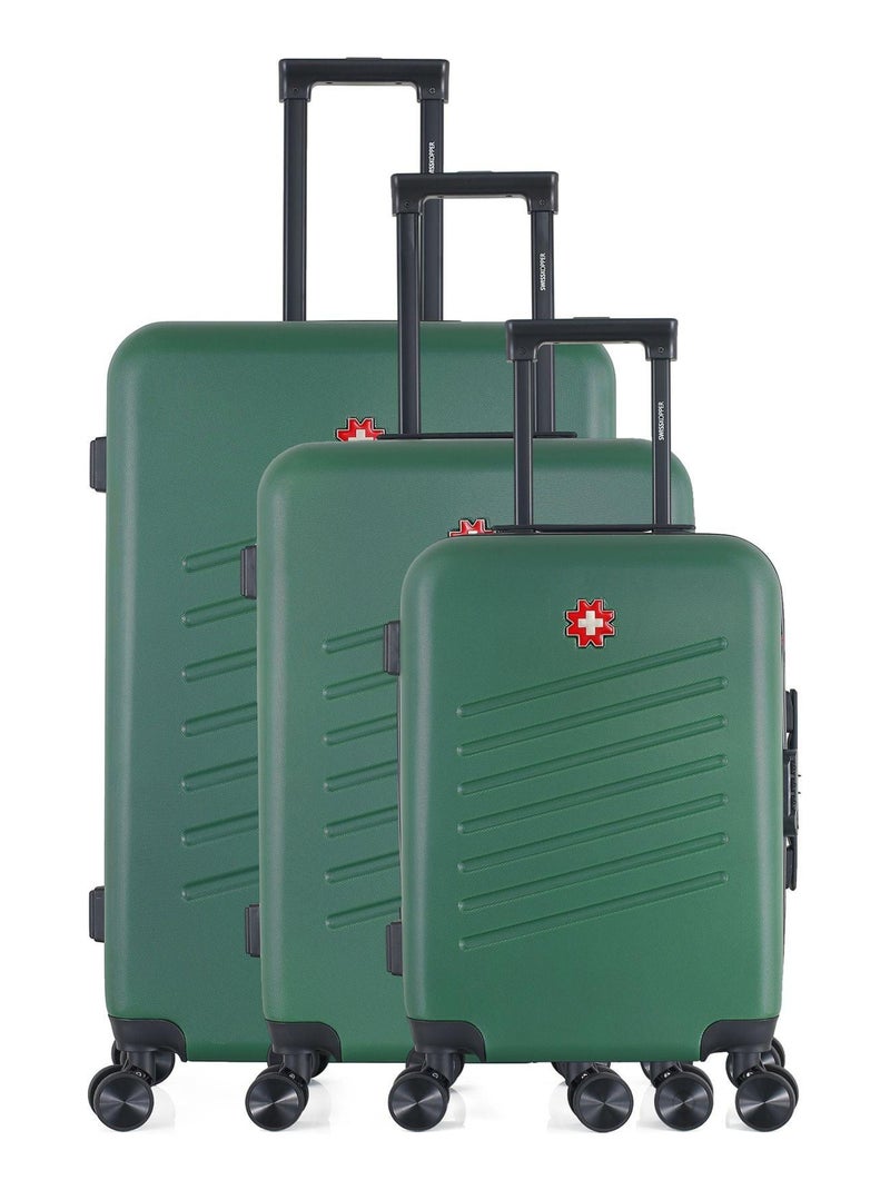 Set de 3 Valises Rigides Grand Format, Taille Moyenne et Valise Cabine ZURICH Vert foncé - Kiabi