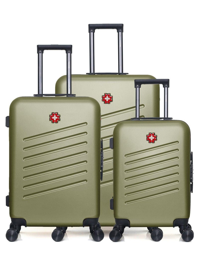 Set de 3 Valises Rigides Grand Format, Taille Moyenne et Valise Cabine ZURICH Vert kaki - Kiabi