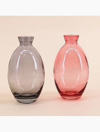 Set de 3 vases en verre coloré 12 cm