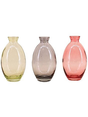 Set de 3 vases en verre coloré 12 cm