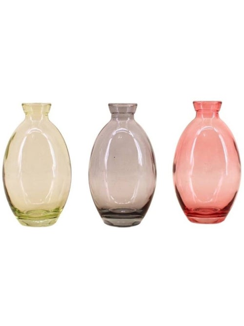 Set de 3 vases en verre coloré 12 cm - Kiabi