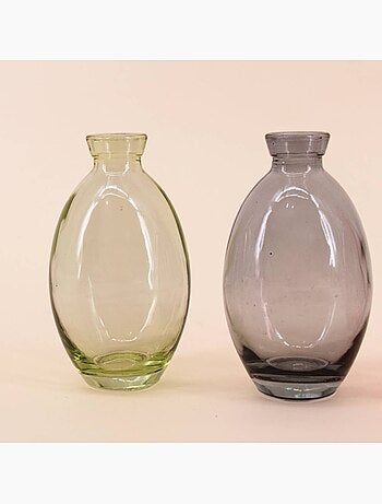 Set de 3 vases en verre coloré, H12cm