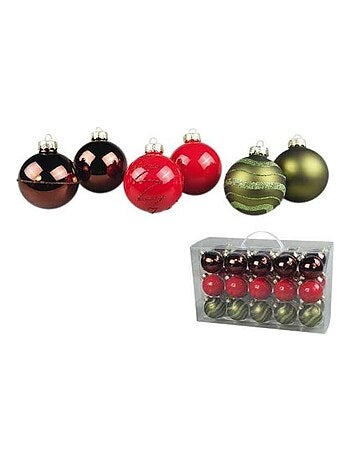 Set de 30 boules vert rouge choco noel