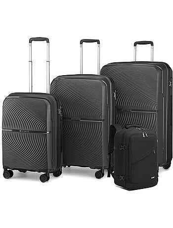 Set de 4 bagages - rigide, 4 roulettes, serrure tsa - british traveller