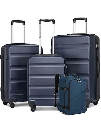 Set de 4 bagages - rigide, abs, 4 roulettes, serrure tsa - kono