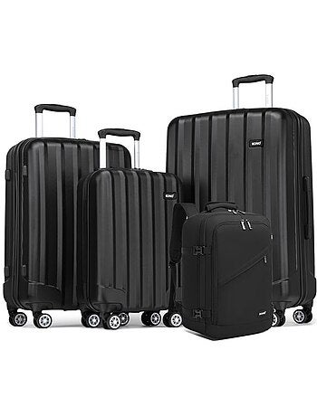 Set de 4 bagages - rigide, abs, légère, 4 roulettes - kono