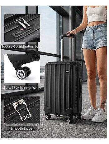Set de 4 bagages - rigide, abs, légère, 4 roulettes - kono