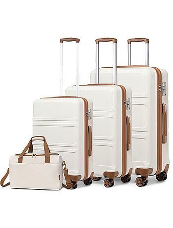 Set de 4 bagages - rigide, abs, légère, 4 roulettes, serrure tsa - kono