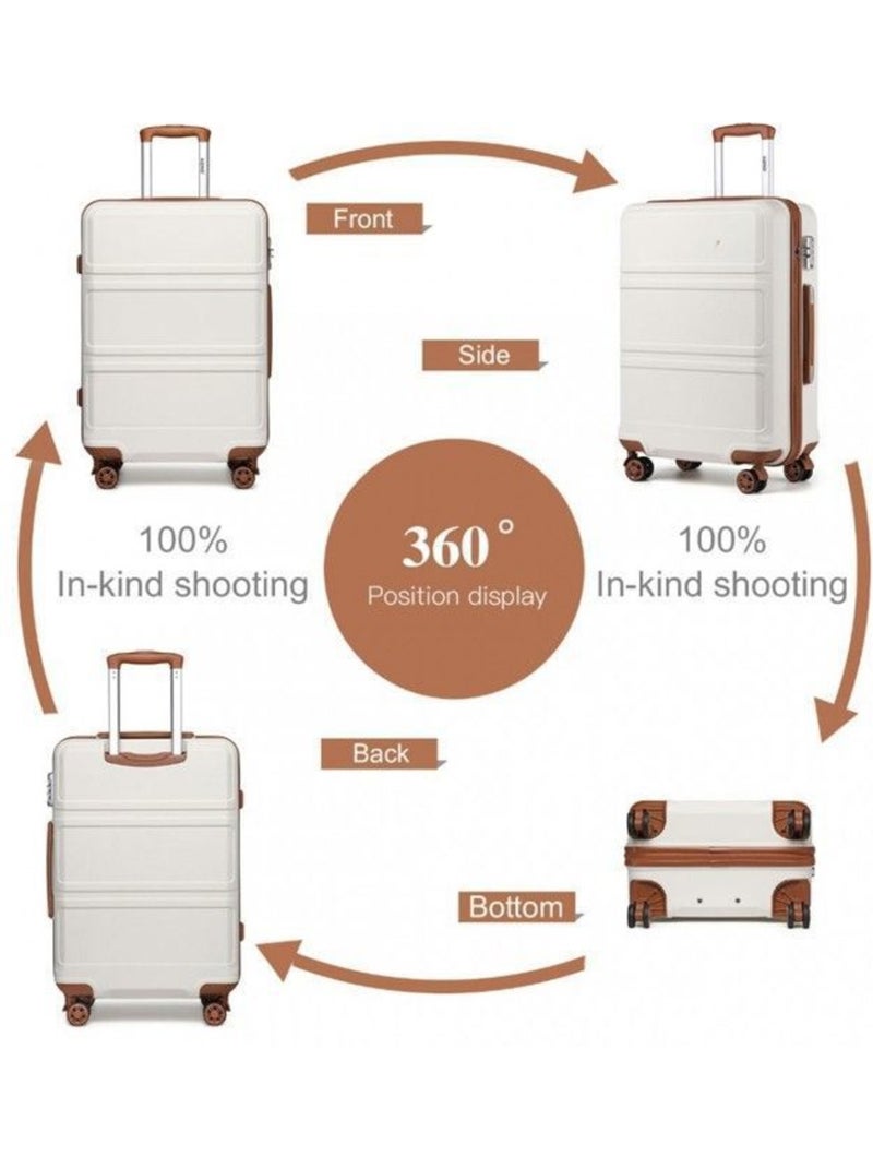 Set de 4 bagages - rigide, abs, légère, 4 roulettes, serrure tsa - kono Beige - Kiabi