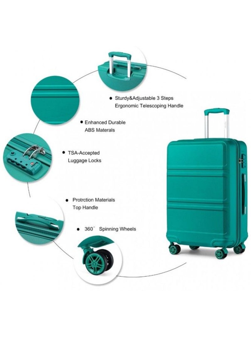 Set de 4 bagages - rigide, abs, légère, 4 roulettes, serrure tsa - kono Bleu - Kiabi