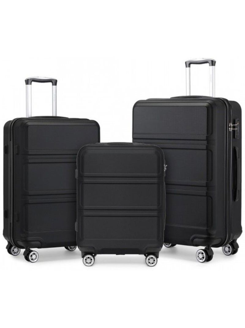 Set de 4 bagages - rigide, abs, légère, 4 roulettes, serrure tsa - kono Noir - Kiabi