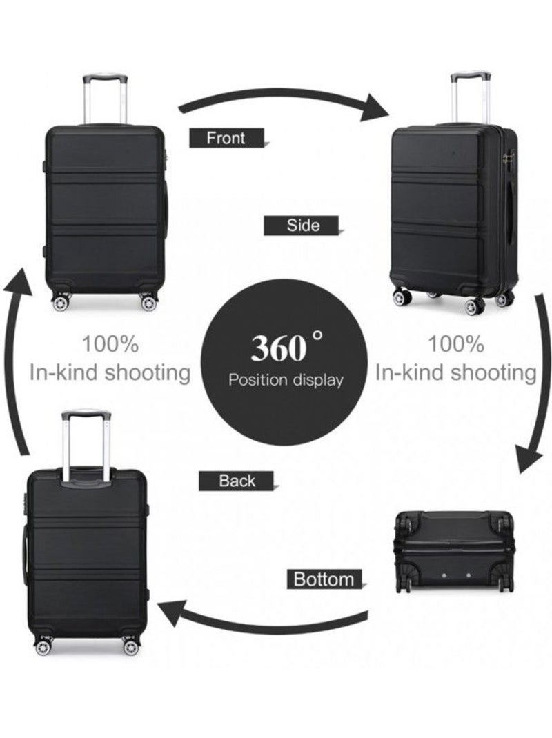 Set de 4 bagages - rigide, abs, légère, 4 roulettes, serrure tsa - kono Noir - Kiabi
