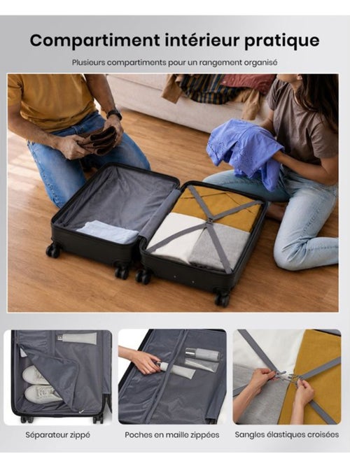 Set de 4 bagages - rigide, abs, légère, 4 roulettes, serrure tsa - kono - Kiabi Set de 4 bagages - rigide, abs, légère, 4 roulettes, serrure tsa - kono - Kiabi
