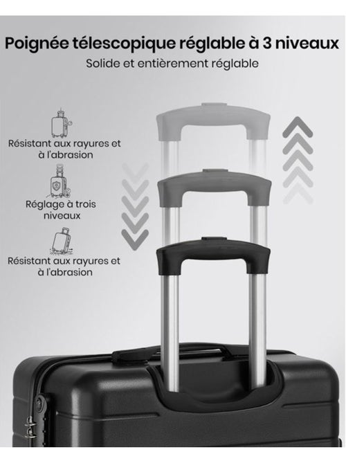 Set de 4 bagages - rigide, abs, légère, 4 roulettes, serrure tsa - kono - Kiabi Set de 4 bagages - rigide, abs, légère, 4 roulettes, serrure tsa - kono - Kiabi