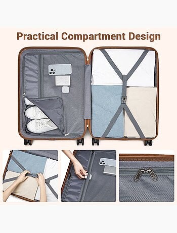Set de 4 bagages - rigide, abs + polycarbonate, 4 roulettes - kono