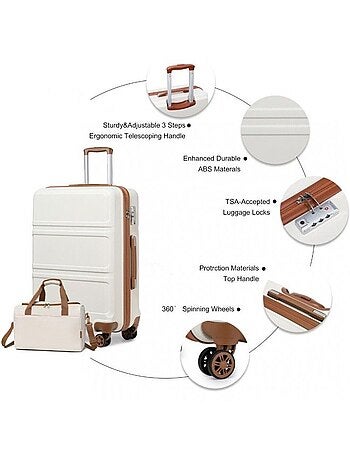 Set de 4 bagages - rigide, abs + polycarbonate, légère, 4 roulettes - kono
