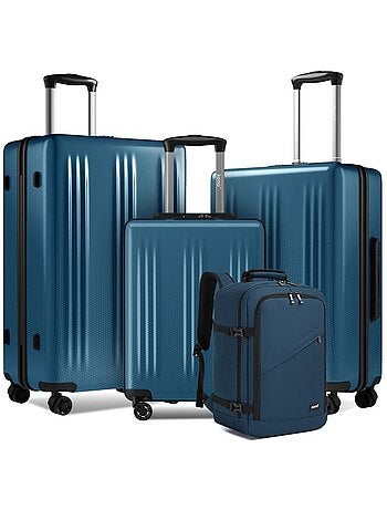 Set de 4 bagages - rigide, abs + polycarbonate, légère, 4 roulettes - kono