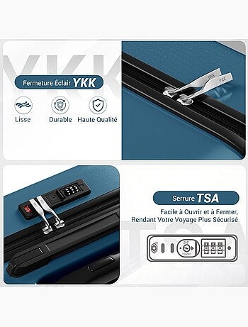 Set de 4 bagages - rigide, abs + polycarbonate, légère, 4 roulettes - kono