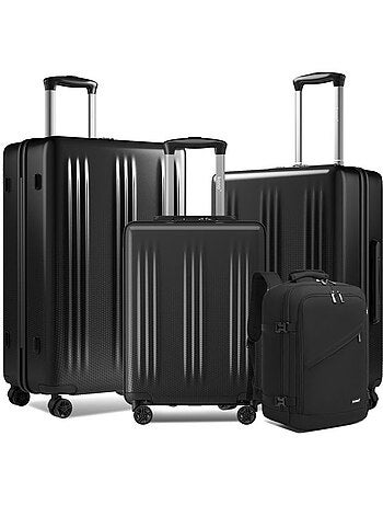 Set de 4 bagages - rigide, abs + polycarbonate, légère, 4 roulettes - kono