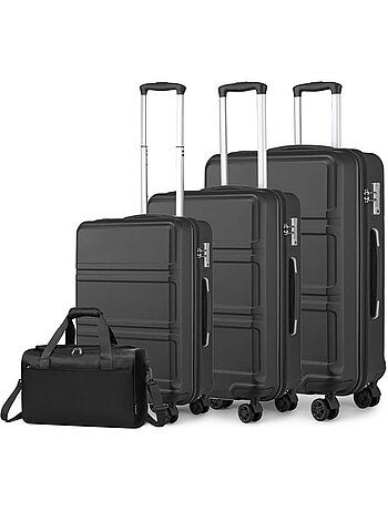 Set de 4 bagages - rigide, abs + polycarbonate, légère, 4 roulettes - kono