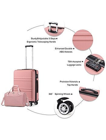 Set de 4 bagages - rigide, abs + polycarbonate, légère, 4 roulettes - kono