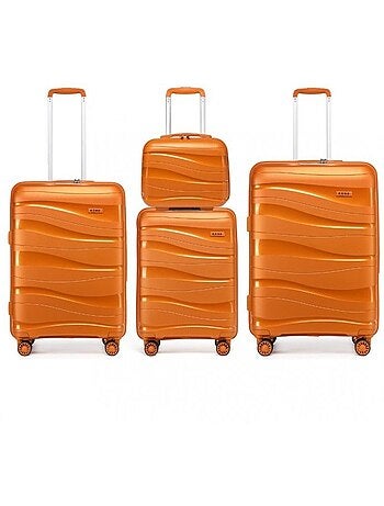 Set de 4 bagages - rigide, légère, 4 roulettes, serrure tsa - kono