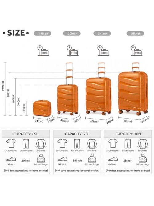 Set de 4 bagages - rigide, légère, 4 roulettes, serrure tsa - kono - Kiabi Set de 4 bagages - rigide, légère, 4 roulettes, serrure tsa - kono - Kiabi