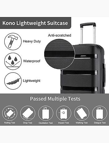 Set de 4 bagages - rigide, polypropylène, serrure tsa - kono