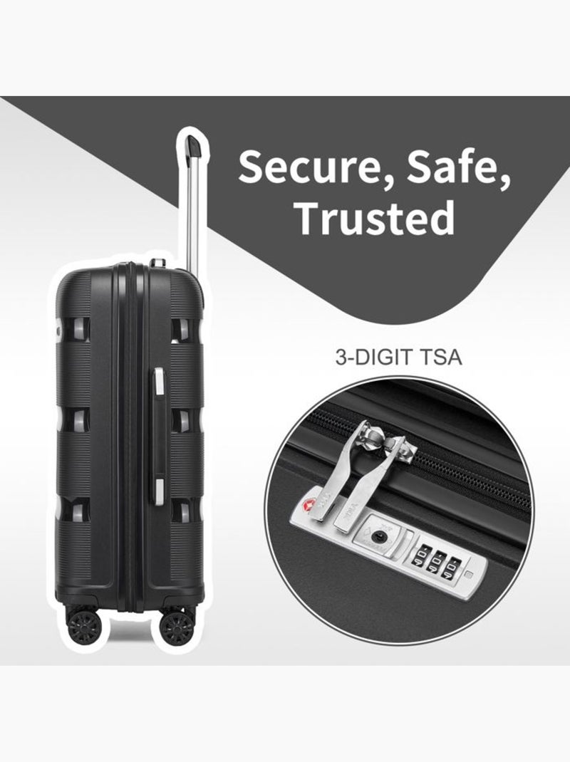 Set de 4 bagages - rigide, polypropylène, serrure tsa - kono Noir - Kiabi