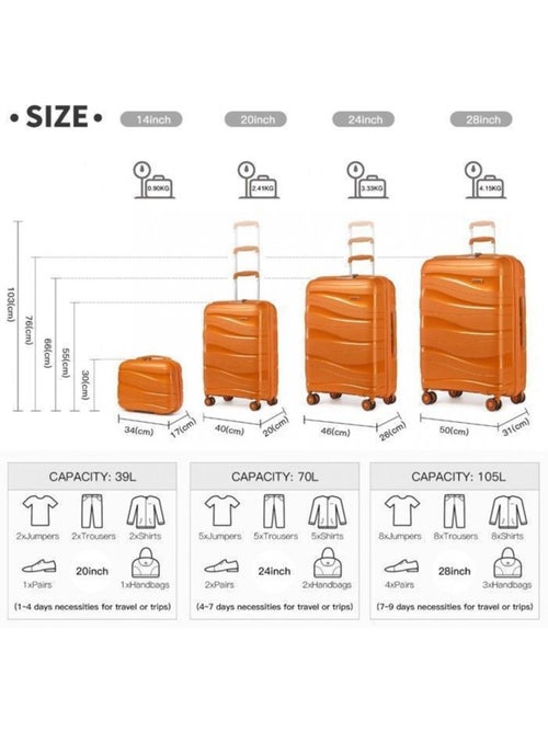 Set de 4 bagages - rigide, serrure tsa - kono - Kiabi Set de 4 bagages - rigide, serrure tsa - kono - Kiabi