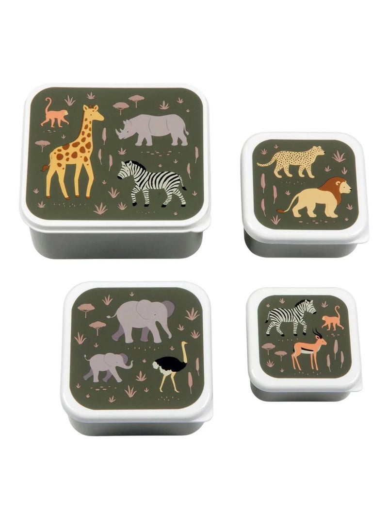 Set de 4 boîtes à goûter A Little Lovely Company Kaki - Kiabi