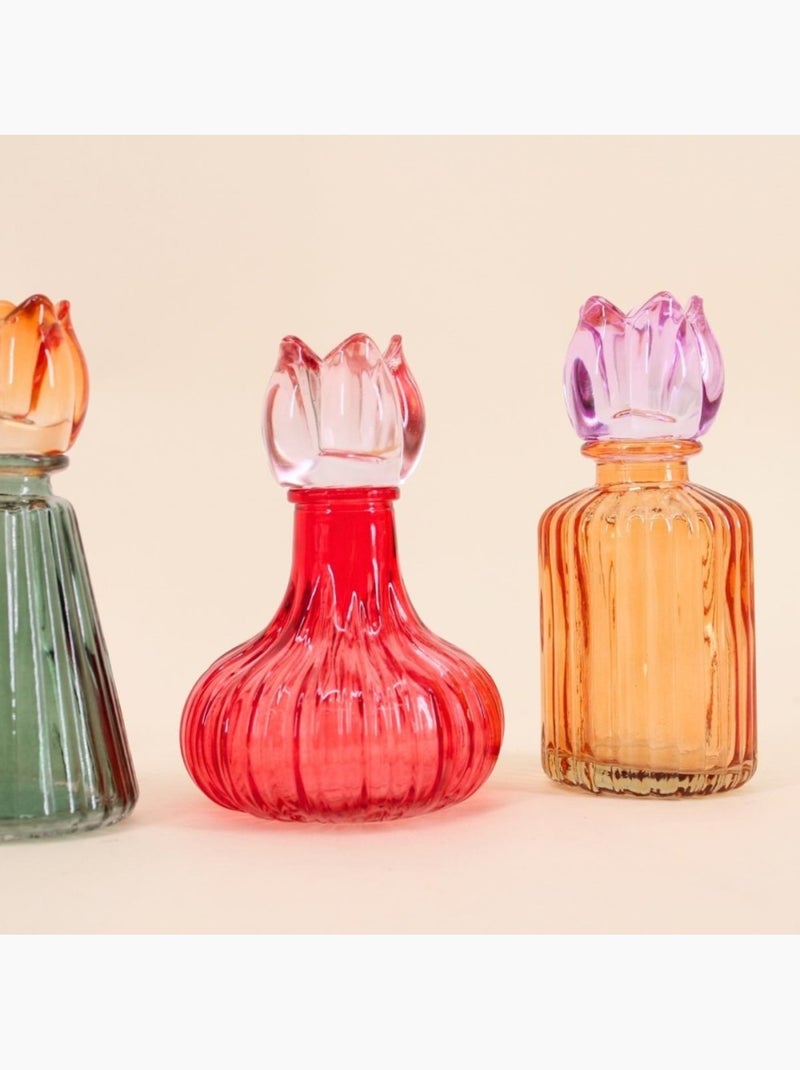 Set de 4 bougeoirs fleurs en verre couleurs assorties Rose - Kiabi