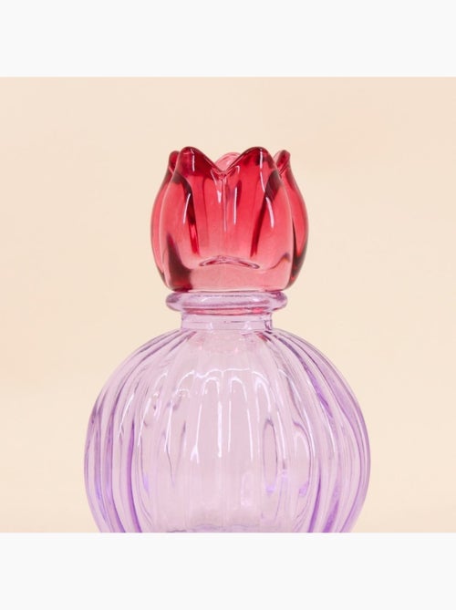 Set de 4 bougeoirs fleurs en verre couleurs assorties - Kiabi