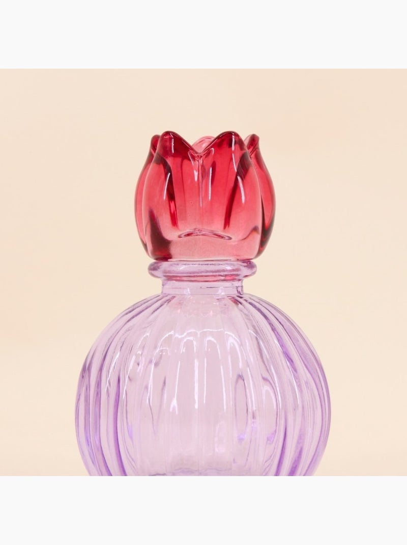 Set de 4 bougeoirs fleurs en verre couleurs assorties Rose - Kiabi