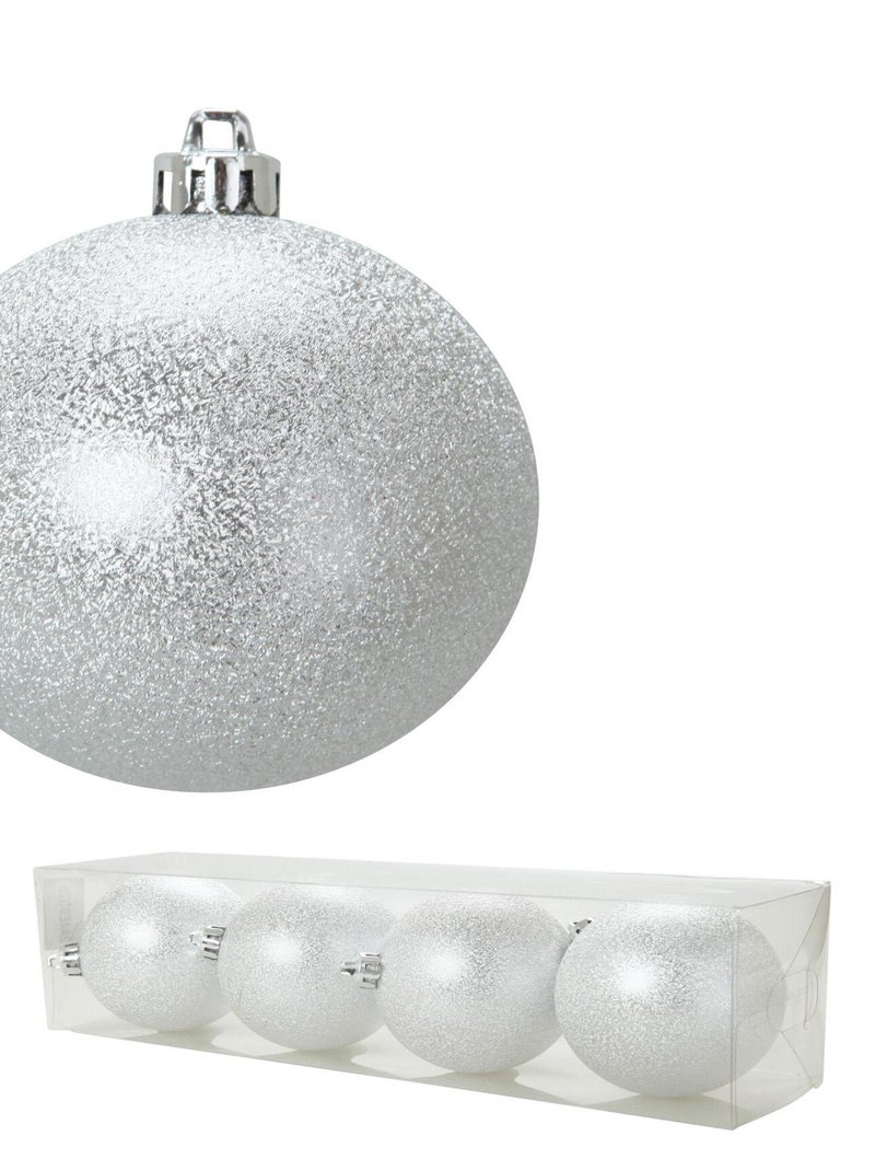 Set de 4 boules metalisees de noel Argent - Kiabi