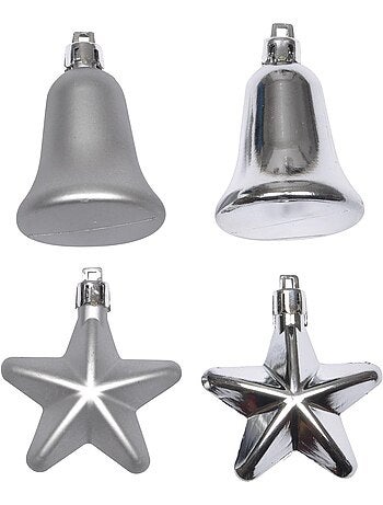 Set de 4 decorations de noel cloches et etoiles rose