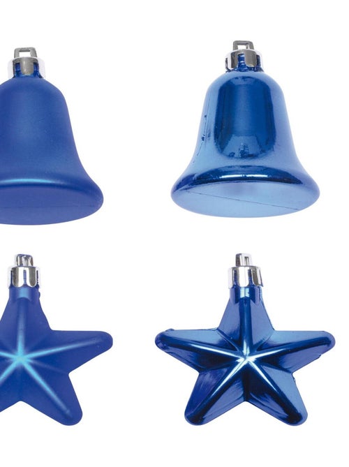 Set de 4 decorations de noel cloches et etoiles bleu - Kiabi