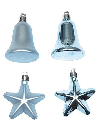 Set de 4 decorations de noel cloches et etoiles rose