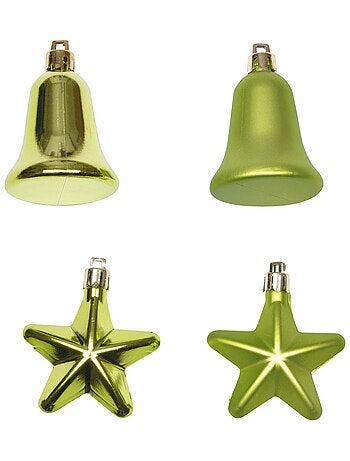 Set de 4 decorations de noel cloches et etoiles rose