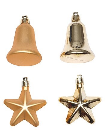 Set de 4 decorations de noel cloches et etoiles rose