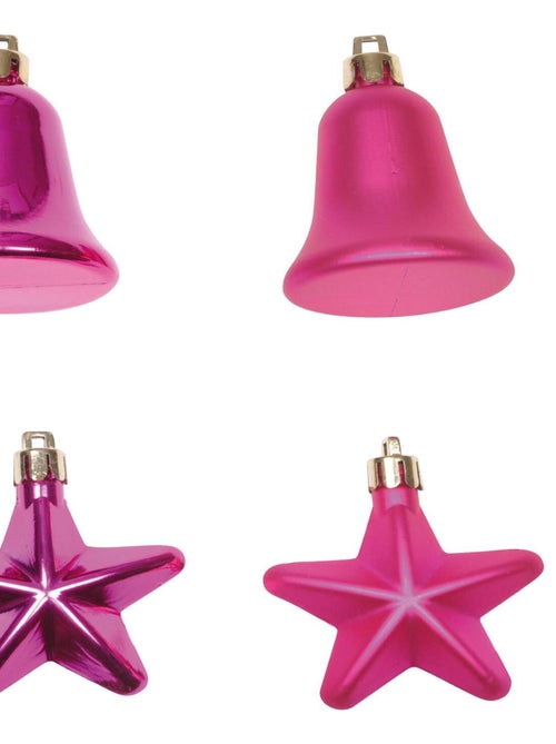 Set de 4 decorations de noel cloches et etoiles rose - Kiabi