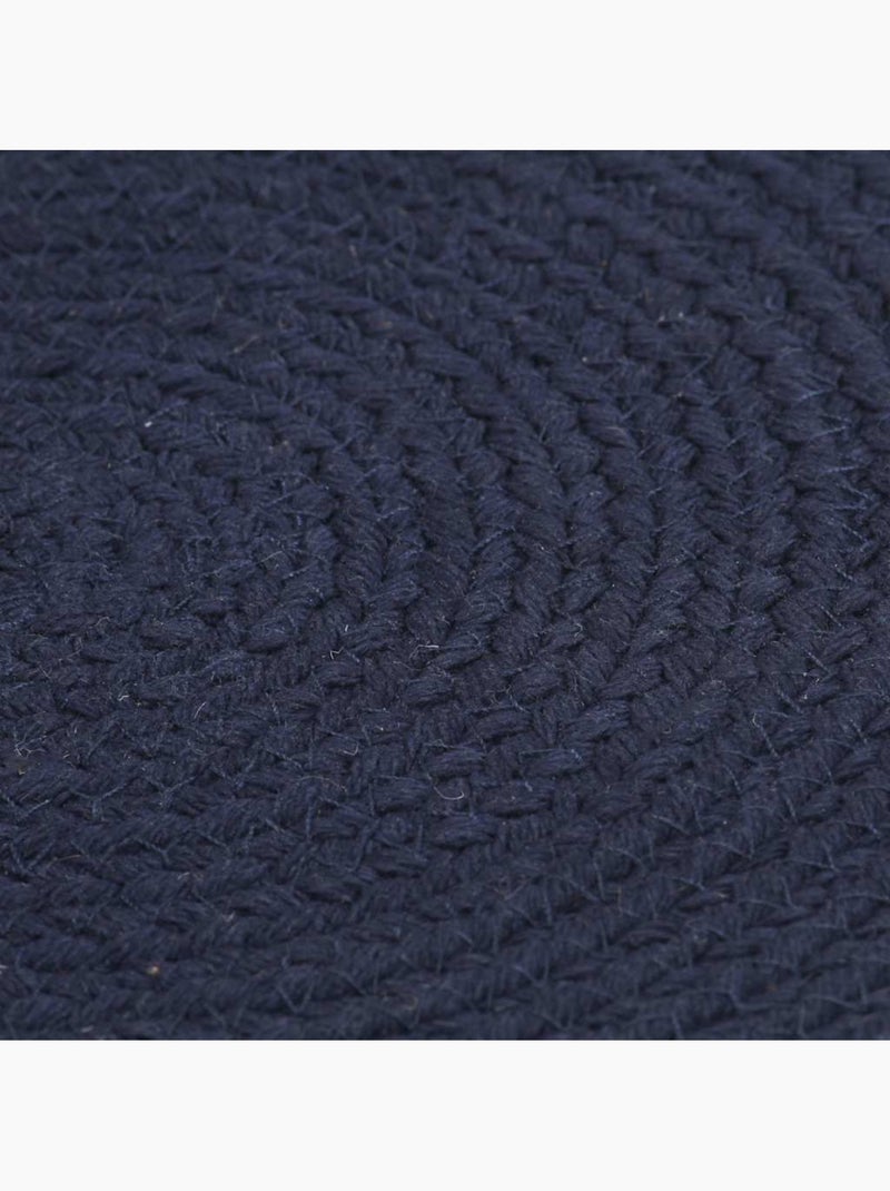 Set de 4 dessous de table en coton tressé ronds - vidaxl Bleu marine - Kiabi