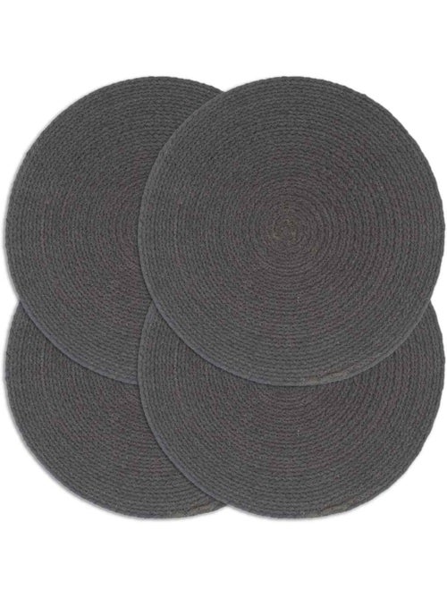 Set de 4 dessous de table en coton tressé ronds - vidaxl - Kiabi