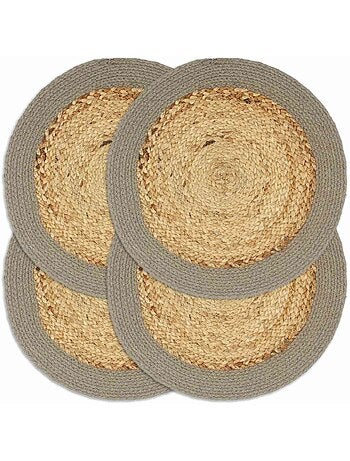 Set de 4 dessous de table en jute et coton tressés ronds - vidaxl